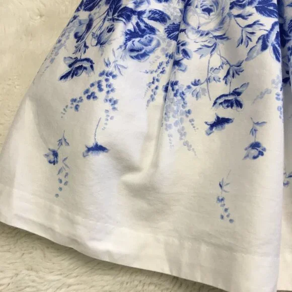 Janie and Jack Girls Blue Floral Open Flare Sleeveless Party Dress Size 6-12 M